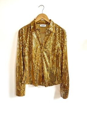 Tuzzi | Gold Sequin Disco Button Down